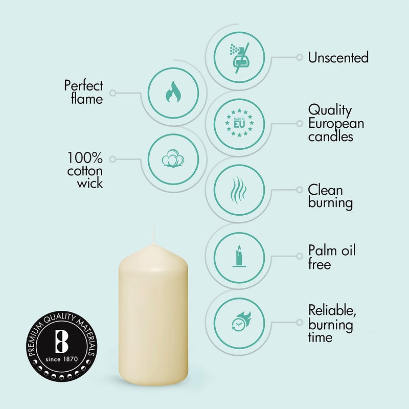 BOLSIUS 12 Ivory Pillar Candles Set - Unscented 43 Hour Long Lasting Candles - 2.7-x 5.1-inch Dripless Clean Burning Smokeless Dinner Candle - Perfect for Weddings Parties and Special Occasions - Image 5